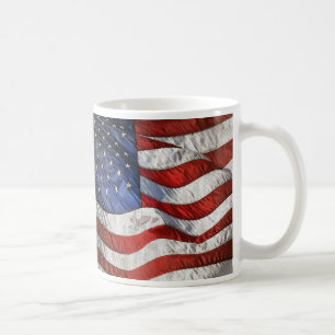 Vintage Waving American Flag Personalised Coffee Mug