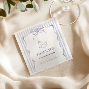 Vintage Wavy Blue Boy Rocking Horse Baby Shower Napkin