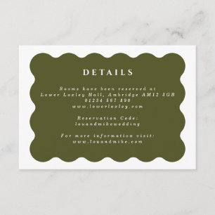 Vintage Wavy Green & White Wedding Details Enclosure Card