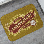 Vintage Wavy Typography Anniversary Gift Yellow Bath Mat<br><div class="desc">Give the gift of love with our Vintage Wavy Typography Anniversary design. Personalise it with your name and photo to make it a unique and thoughtful present for your loved one. A leaf pattern background beautifully complements the wavy text and floral frames. Perfect for celebrating your special day.</div>