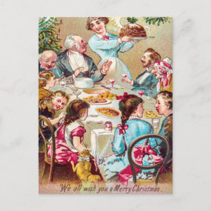 Vintage We all wish you a Merry Christmas Holiday Postcard