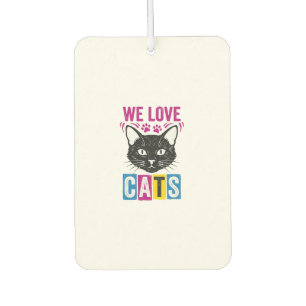 Vintage We Love Cats Cat Face Graphic T-Shirt Desi Car Air Freshener