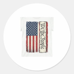 Vintage We the People Flag Patriotic Shirt Design_ Classic Round Sticker