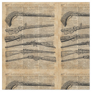 Vintage Weapons Antique Guns Dictionary Art Fabric