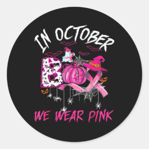 Vintage Wear Pink Breast Cancer Warrior Cute Ghost Classic Round Sticker