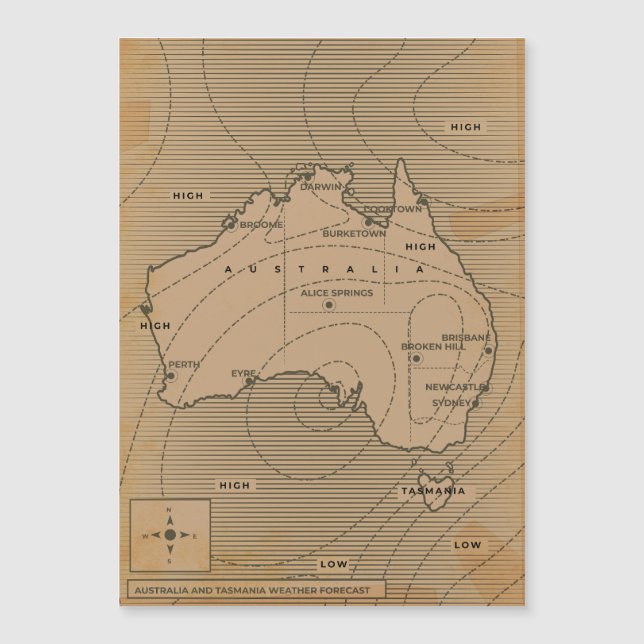 Vintage weather map of Australia (Front)