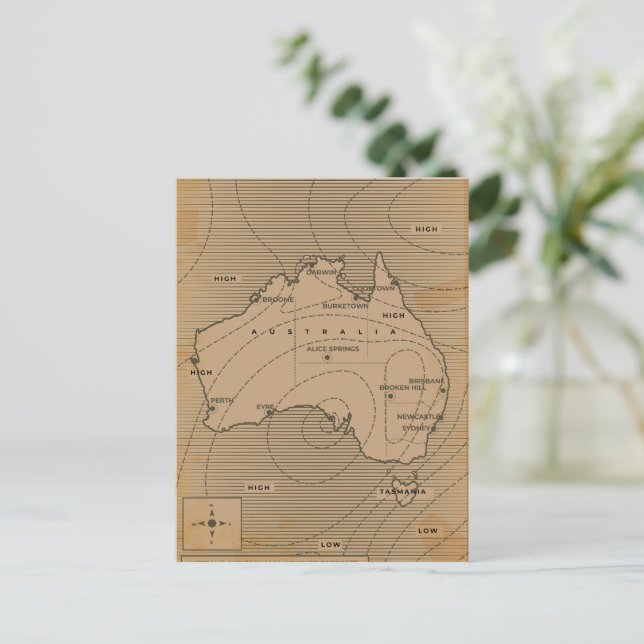 Vintage weather map of Australia Postcard (Standing Front)