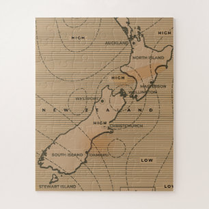 Vintage weather map of New Zealand Jigsaw Puzzle