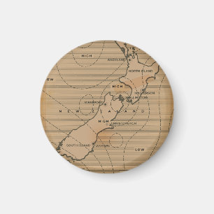 Vintage weather map of New Zealand Magnet