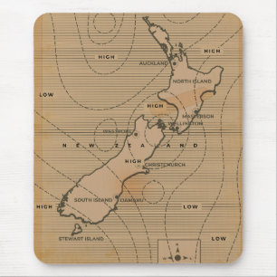 Vintage weather map of New Zealand Mouse Pad
