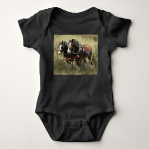 Vintage Weathered Clydesdale Postcard Baby Bodysuit