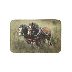 Vintage Weathered Clydesdale Postcard Bath Mat