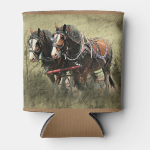 Vintage Weathered Clydesdale Postcard Can Cooler