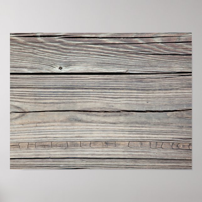 Vintage Weathered Wood Background - Old Board Poster (Front)