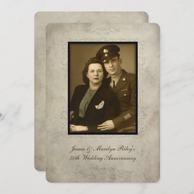 Vintage Wedding Anniversary Party invite (Front/Back)