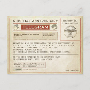 vintage wedding anniversary telegram invitation