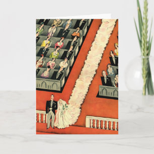 Vintage Wedding, Art Deco Bride and Groom Newlywed Card