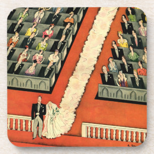 Vintage Wedding, Art Deco Bride and Groom Newlywed Coaster