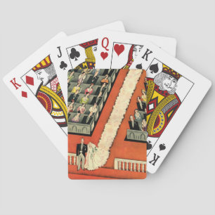 Vintage Wedding, Art Deco Bride and Groom Newlywed Playing Cards