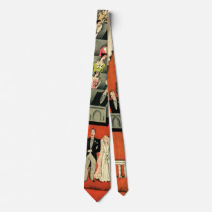 Vintage Wedding, Art Deco Bride and Groom Newlywed Tie