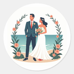 Vintage Wedding Beach Sticker