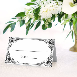 Vintage Wedding Black and White Elegant Antique Place Card