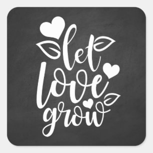Vintage Wedding Black Chalkboard Love Hearts Square Sticker