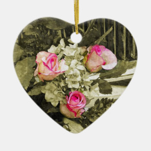 Vintage Wedding Bouquet Ceramic Ornament