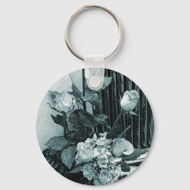 Vintage Wedding Bouquet Key Ring (Front)