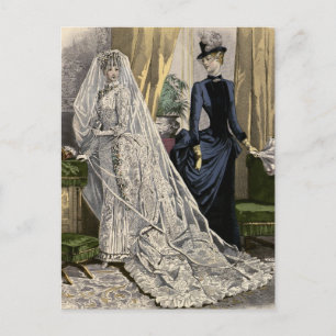 Vintage Wedding Bridal Portrait Save the Date Announcement Postcard