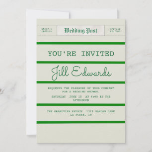Vintage Wedding Bridal Shower Newspaper Invitation