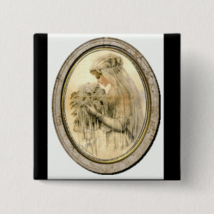 Vintage Wedding Bridal Shower Victorian Bride  15 Cm Square Badge