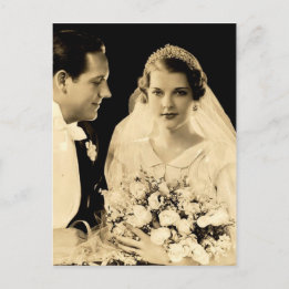 Vintage Wedding Bride and Groom Postcard