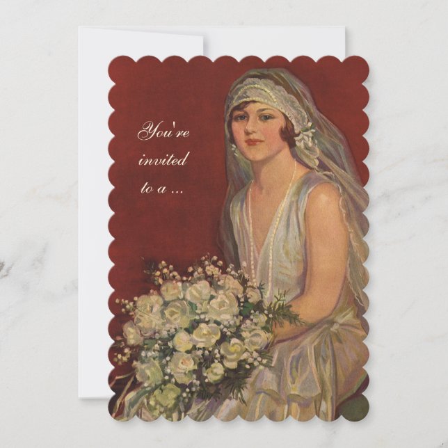 Vintage Wedding Bride, Bridal Shower Party Invitation (Front)