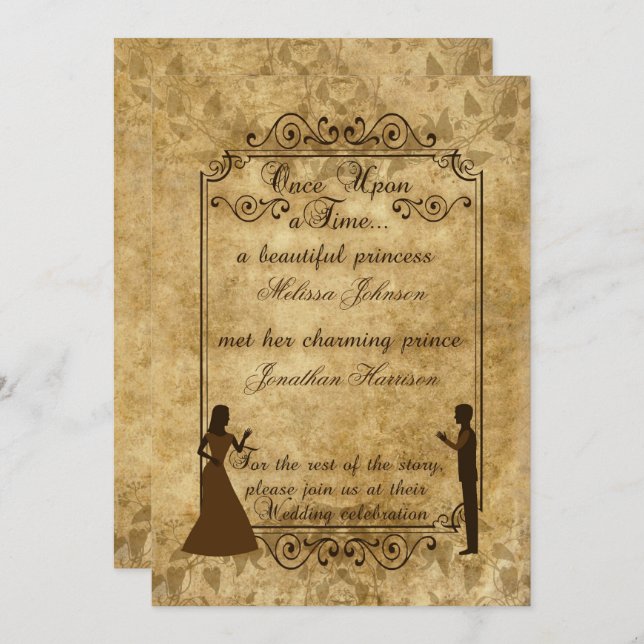 Vintage wedding Bride Groom Once upon time Invite (Front/Back)