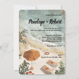 Vintage Wedding by the Sea Wedding Invitation