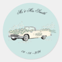 Vintage Wedding Car Favour Sticker