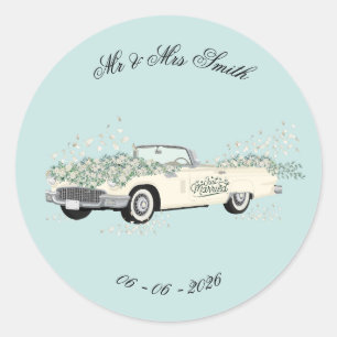 Vintage Wedding Car Favour Sticker