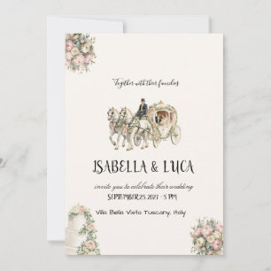 Vintage Wedding Carriage Watercolor Invitation