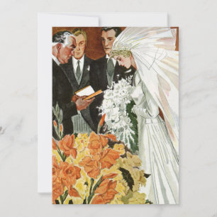 Vintage Wedding Ceremony, Bride Groom Invitation