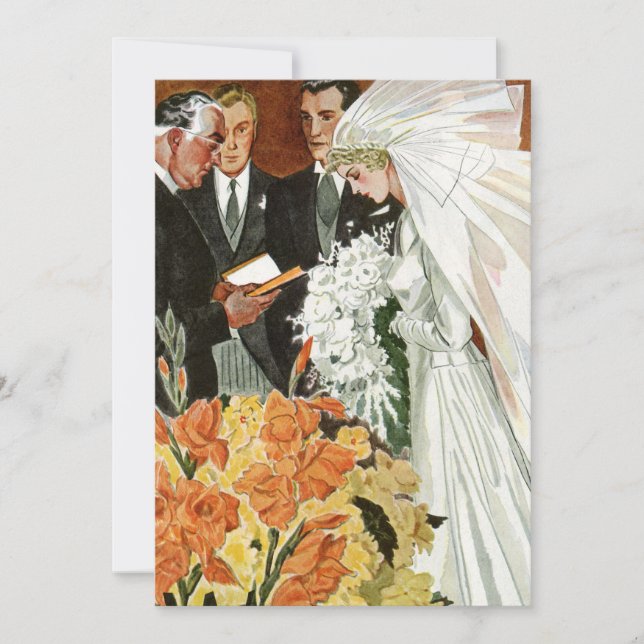 Vintage Wedding Ceremony, Bride Groom Invitation (Front)