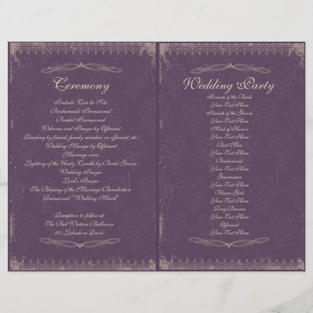 Vintage Wedding Ceremony Program (Front)