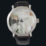 Vintage Wedding Ceremony with Bride and Groom Watch<br><div class="desc">Vintage illustration love and romance design featuring a bride and groom getting married. An officiant or priest is performing the wedding ceremony. There are many floral arrangements surrounding them and the bride is holding a big beautiful bouquet of white flowers.</div>