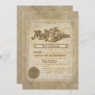 Vintage Wedding Certificate Invitation