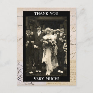 Vintage Wedding Couple Thank You Template Postcard
