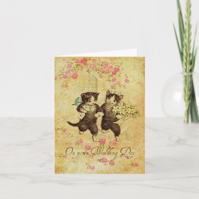 Vintage Wedding Day Cats Card (Front)