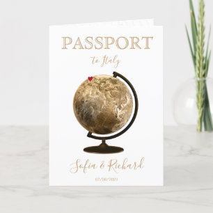 Vintage Wedding Destination Passport World Map Invitation