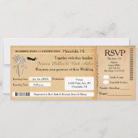 Vintage Wedding Destination Ticket Invitation RSVP