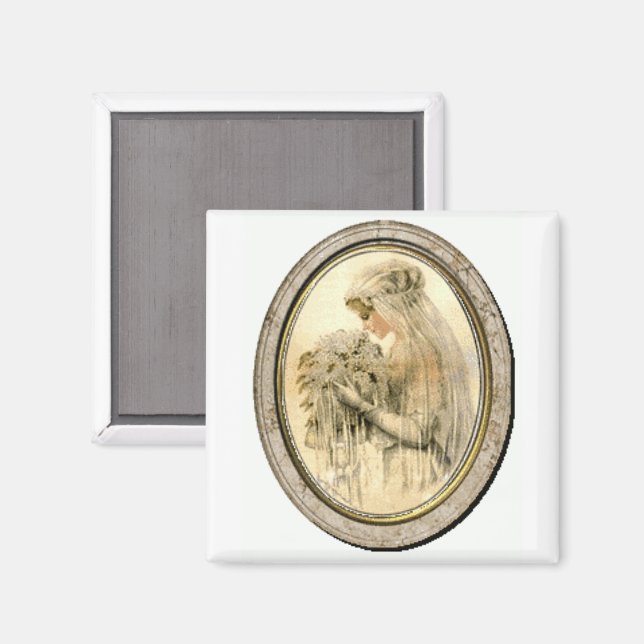 Vintage Wedding Dress Victorian Bride Elegant Magnet (Front/Back)