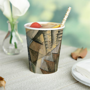 Vintage Wedding, Earth Tones Colours, Cubism Art Paper Cups